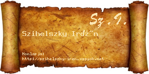 Szihelszky Irén névjegykártya